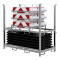 SET | with 30 traffic panels and accessories | on top part and storage and transport pallet | with foil RA1/A, red/white | on one side arrowed | BASt turn traffic panel